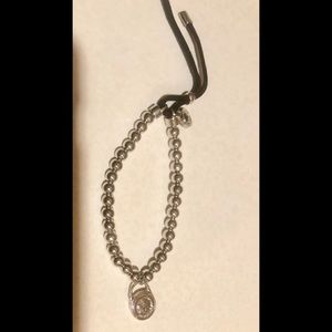 DESIGNER SILVER LOGO PADLOCK BEAD LEATHER STRETCH